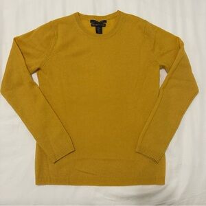 Tahari Yellow 100% Cahmere Crewneck Sweater Smooth Knit, Small
